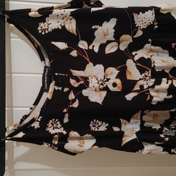 SWS Streetwear Society sleeveless black flower pattern mini dress Large - Picture 8 of 11